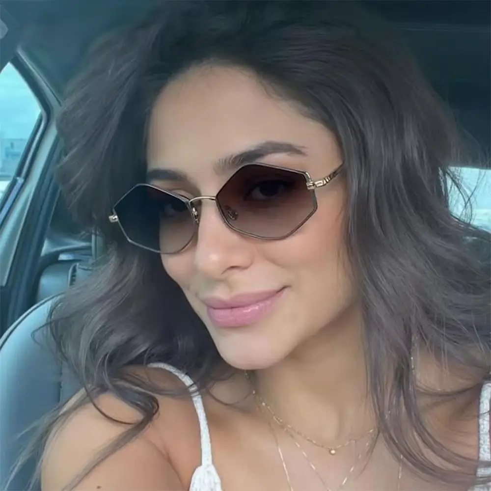 

Солнцезащитные очки в ретро-металлической оправе с шестигранной головкой, защита UV400, роскошные многоугольные оттенки, очки в стиле панк, унисекс