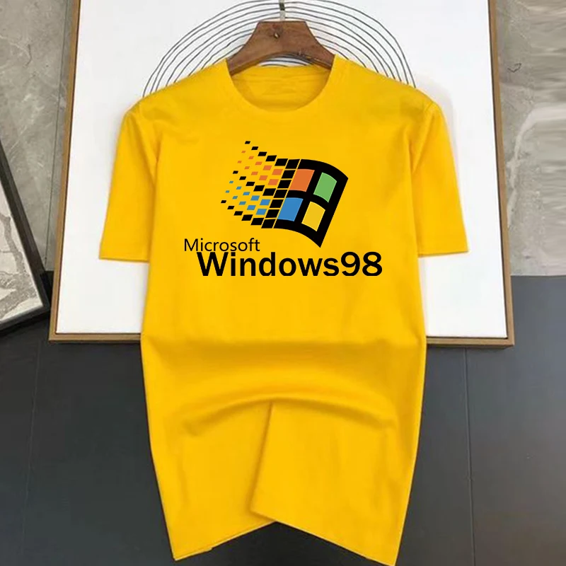 Windows 98 T Shirt Men Women\'s Crewneck 100% Cotton Windows98 Classic Computer System Tee Shirts Gift Idea Clothes