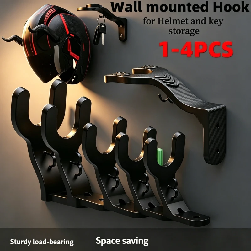 Support mural robuste pour casque de moto, porte-manteau, porte-chapeau, porte-clés, gain de place, pour garage et maison, 1/2/4 pièces
