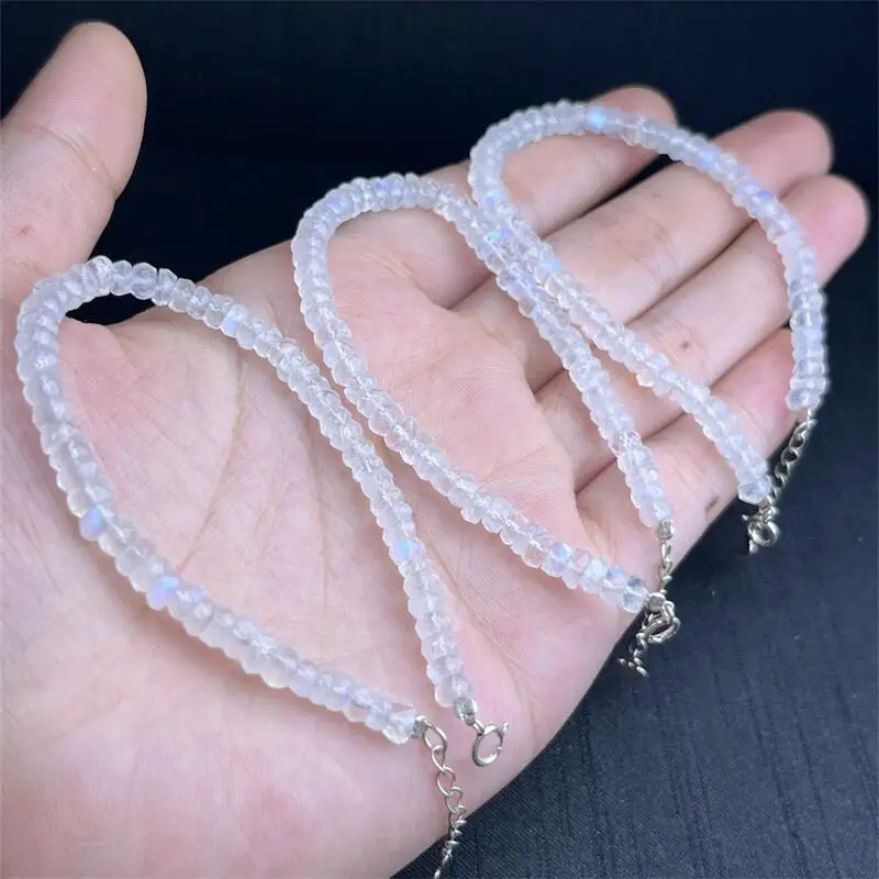 5.8MM Natural Blue Moon Stone Facet Bracelet Women Round Jade Stone Yoga Mala Beads Healing Jewelry Meditation Wristband Gift