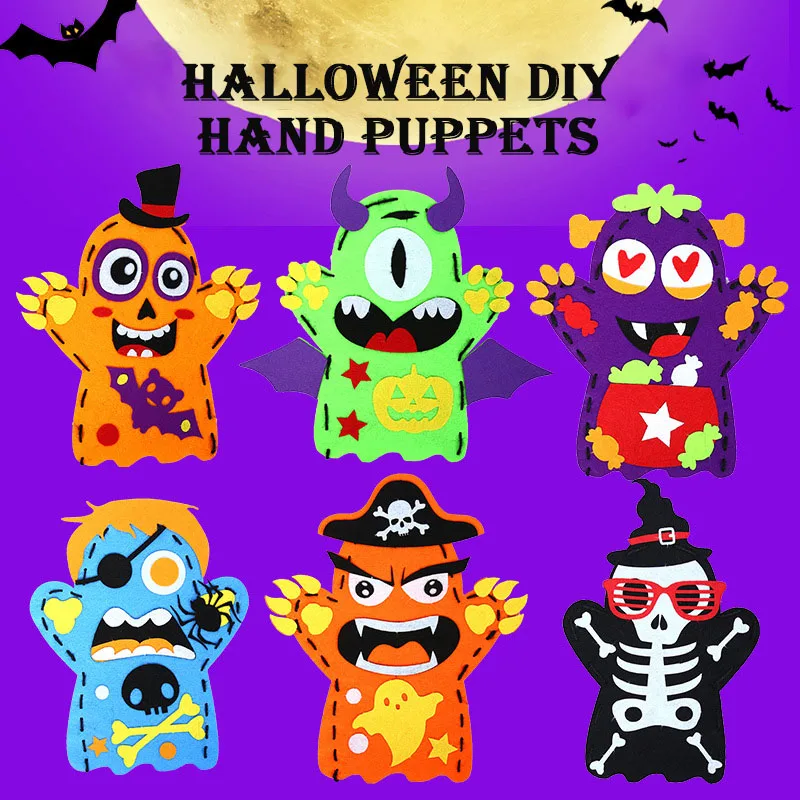 

Cartoon DIY Hand Puppet Craft Toy Fun Felt Halloween Party Favors Kindergarten Activites Accessory Home Decoration Gfts For Kid