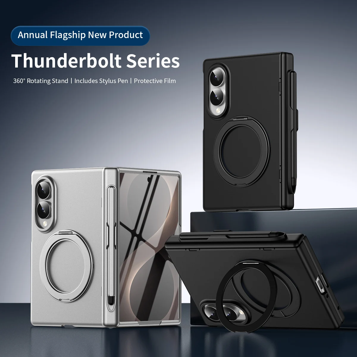For Samsung Galaxy Z Fold 8 phone case wide screen foldable screen rotating stand with stylus shockproof protective cover
