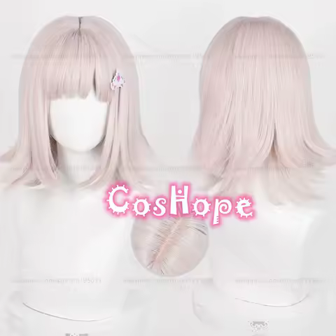 Nanami ChiaKi Cosplay Wig with Hair Clip 34cm Short Gray Pink Wig Cosplay Anime Cosplay Heat Resistant Synthetic Hair