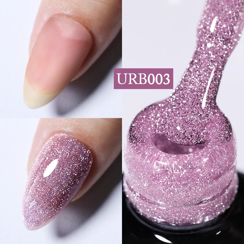 UR SUGAR 7ml Reflective Glitter Rubber Base Gel Nail Polish Glass Bottle Sparkling Sequins Soak Off UV Gel For Manicure