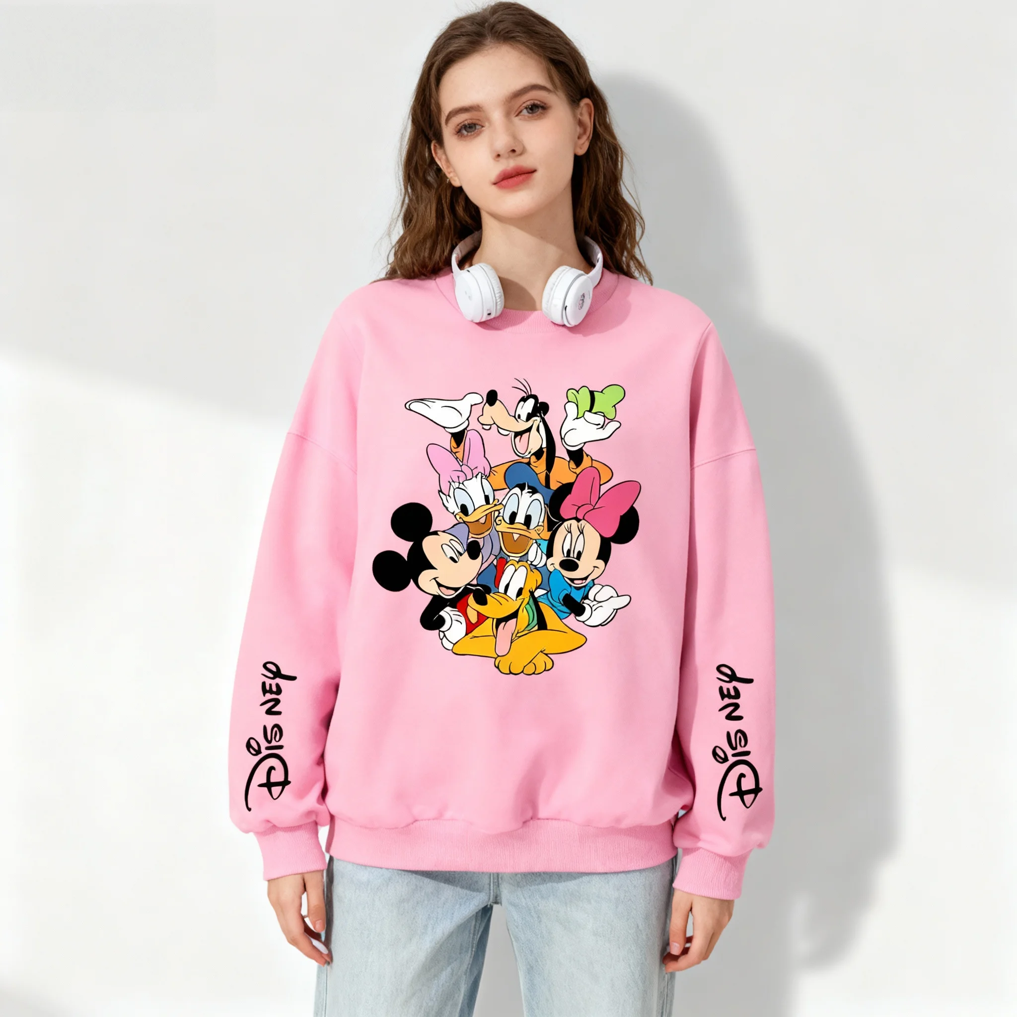 

Женские осенние и зимние толстовки с круглым вырезом из мультфильма «Микки и друзья» Disney для взрослых и детей