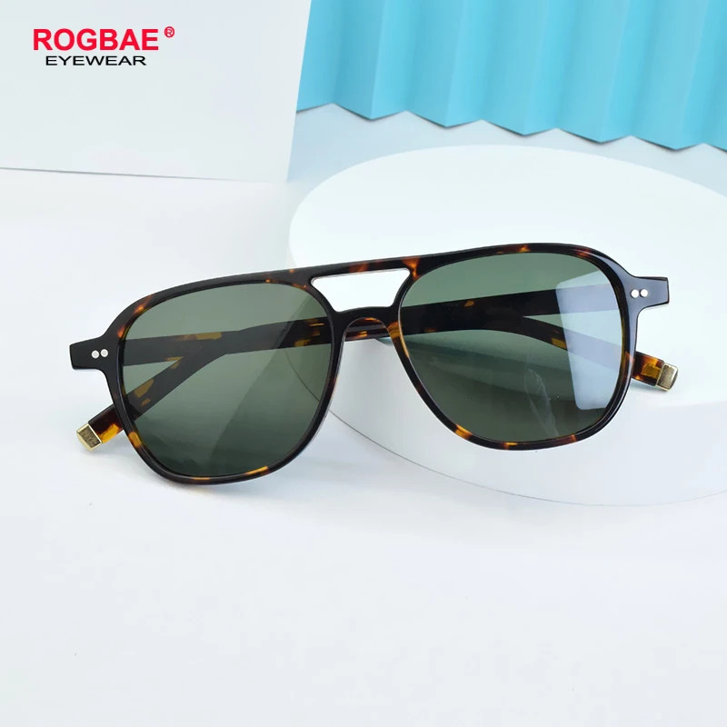 ROGBAE Vintage Acetate Sunglasses Men BJORN High Quality Retro Designer UV400 Sun glasses Women Handmade Luxury Brand Sunglass