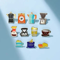 Coffee Cup Collection Enamel Pins Custom Coffee Machine Beans Mug Brooches Lapel Badges Party Jewelry Gifts Wholesale