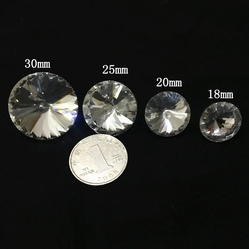 Crystal Glass Buttons for Clothing, Rhinestone Button, Sewing Accessories, Sofa Craft, 18mm, 20mm, 25mm, 30mm, 10Pcs