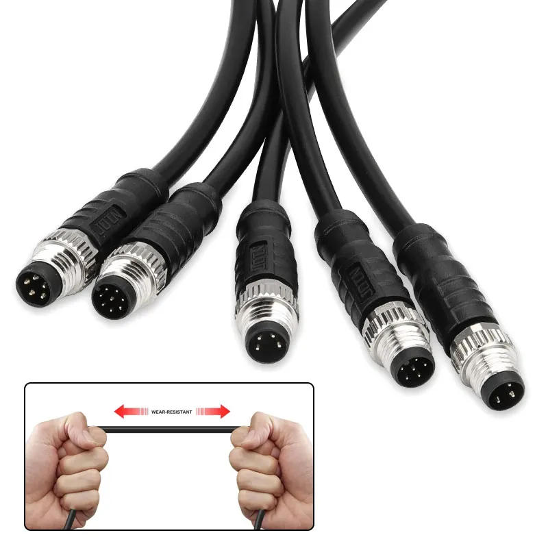 

M12 Shielded Drag chain Aviation Plug 4 5 8 12 Pin PVC High-flexibility Cable Sensor Male Female Straight /Elbow Head IP67