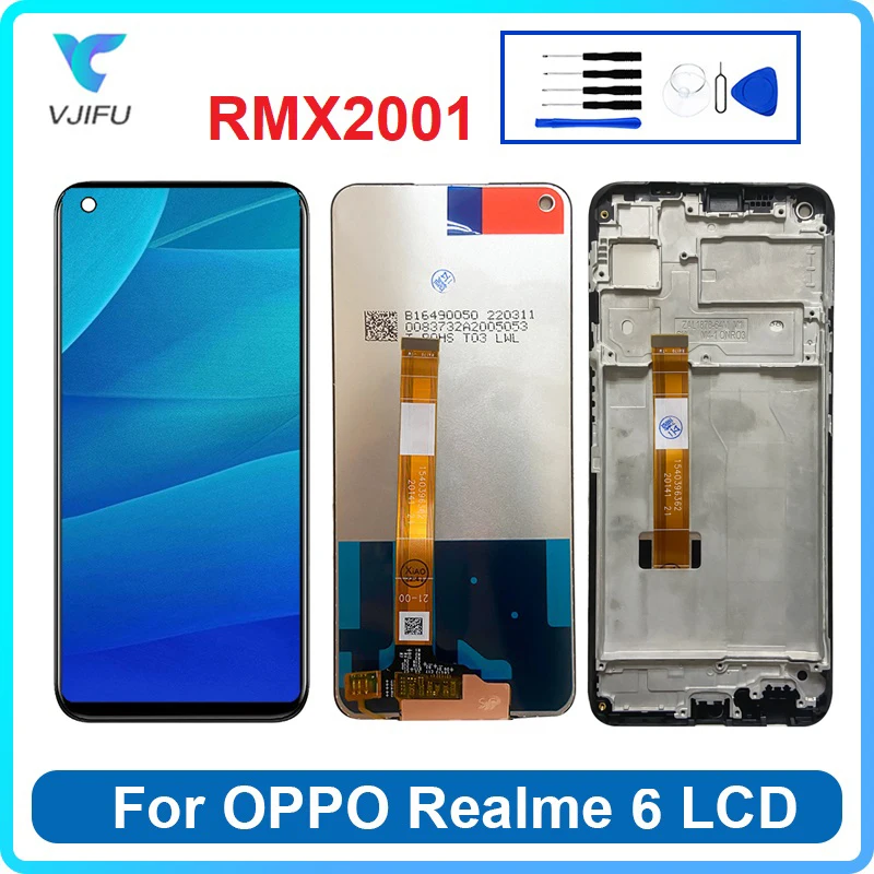 

6.5'' Original For OPPO Realme 6 6S LCD Display Touch Screen RMX2001 RMX2002 Digitizer Replacement Parts With Frame 100% Tested