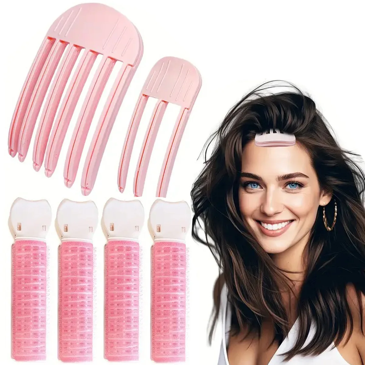 6pcs Curling Iron Clips for Women Fluffy Bangs Volume Boosting Curl Styling Comb Tool Set Suitable for Curly Hair