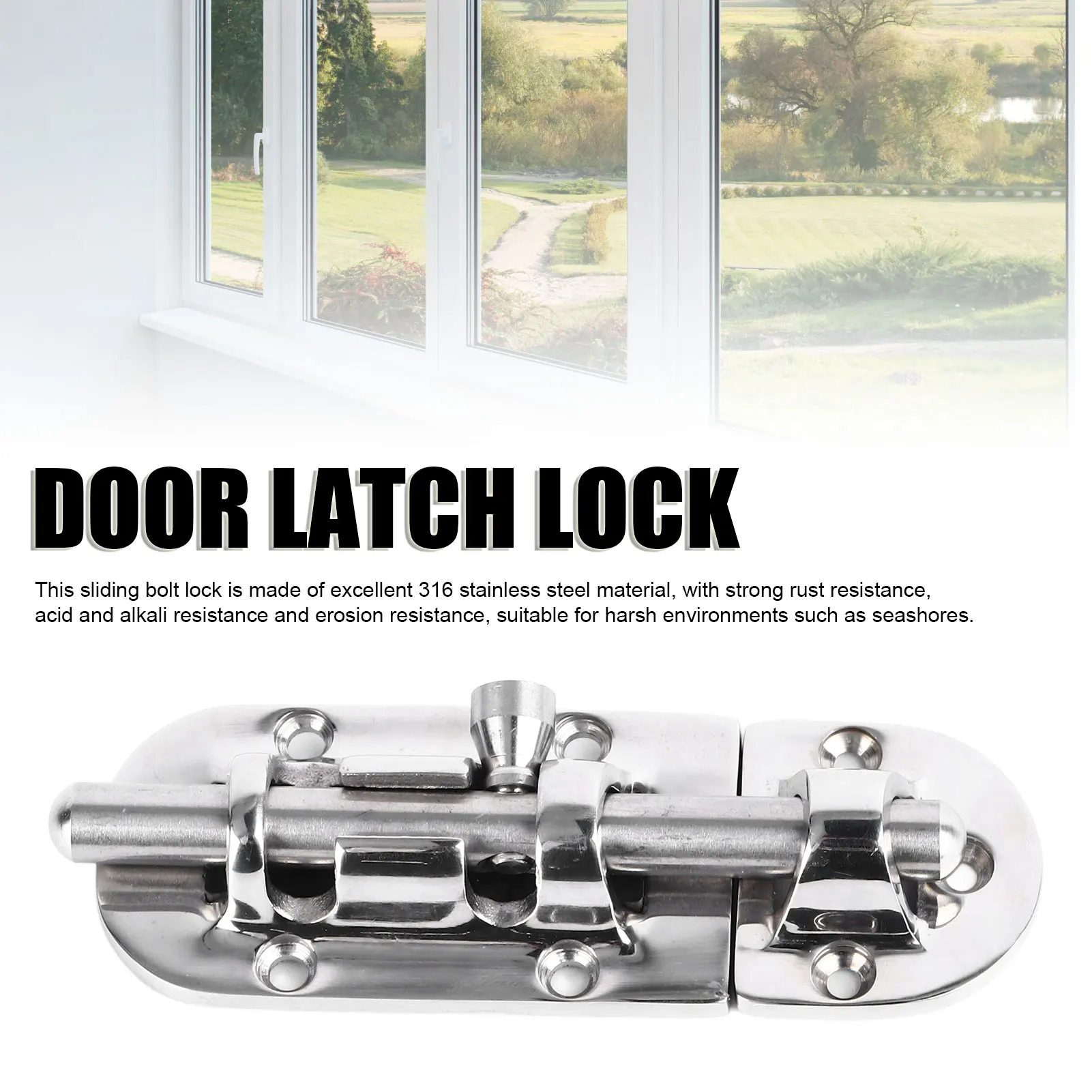 Door Latch Lock 110x38mm 316 Stainless Steel High Accuracy Electrolytic Polishing Process Sliding Bolt Lock