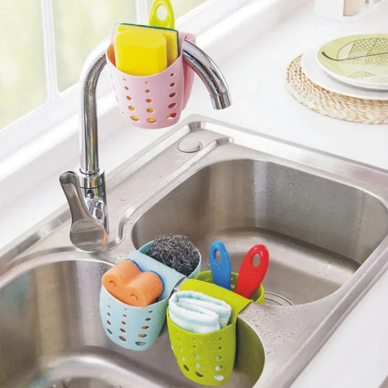 Kitchen Accessories Sink Double Basket Soap Sponge Holder Utensils Organizer Bag Bathroom Hanging Drain Basket Storage Rack