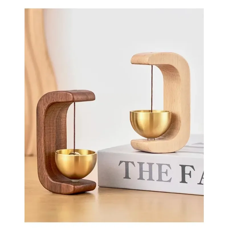 Rustic Wooden Wind Bell Hanging Decor Multifunctional Wireless Doorbell Wind Chime For Entrance Home Room Balcony Festival Decor