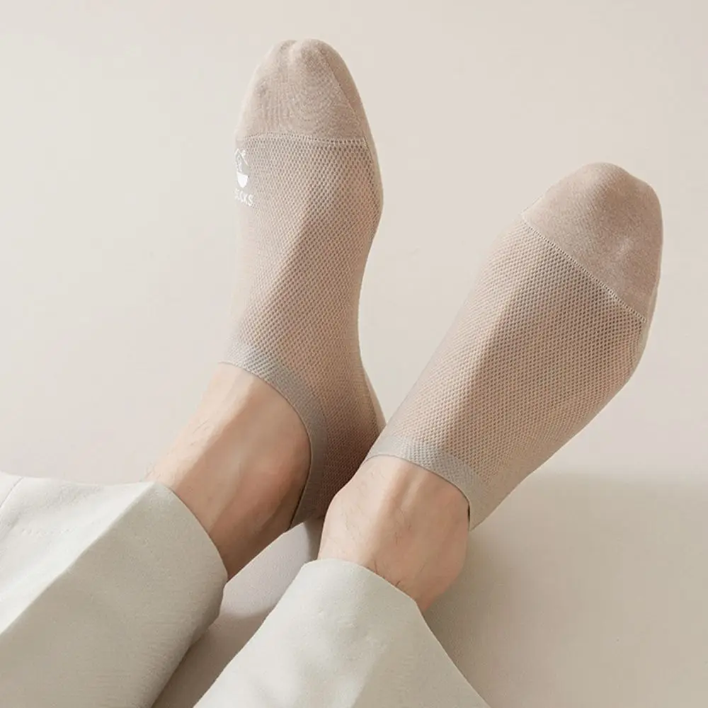 Cotton Men Mesh Boat Socks High Quality Elastic Thin No Show Socks Non-Slip Breathable Invisible Short Socks Outdoor