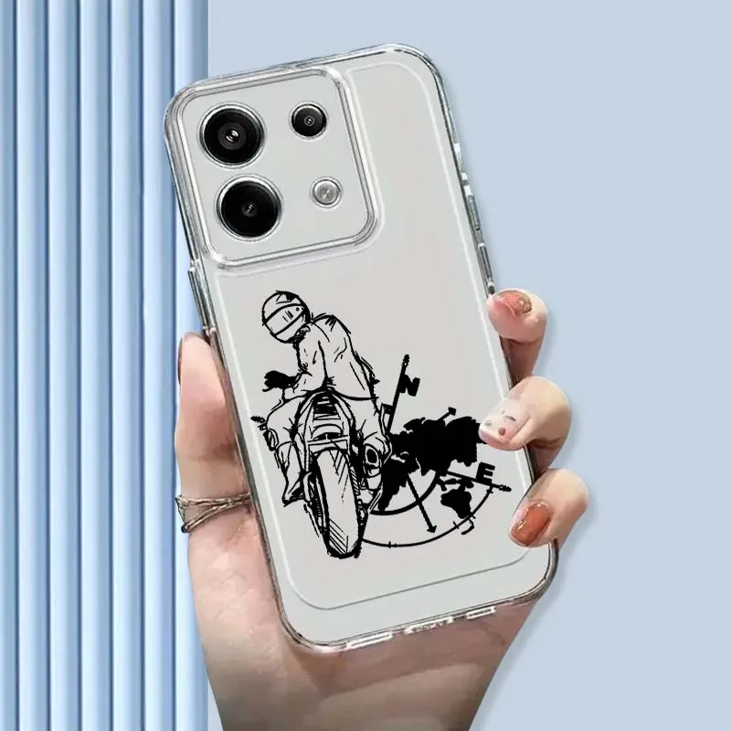 

Motorcycle Rider Anime Cool Phone Case For Xiaomi Mi Poco F2 F3 F4 F5 F6 X5 X6 X7 Pro TPU Protection Transparent