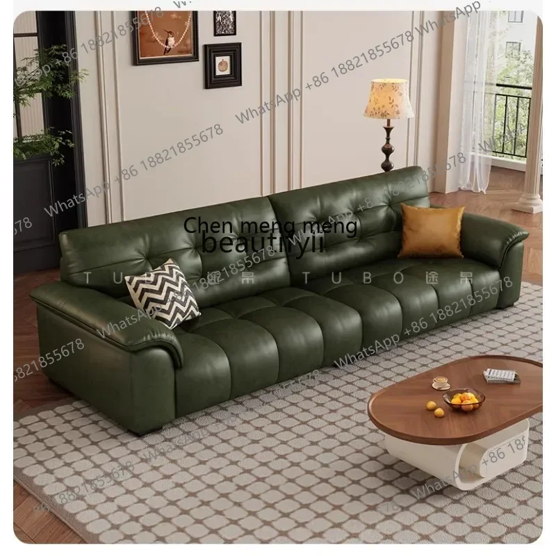 

A182 C Leather sofa French oil wax leather first layer cowhide oversized seat deep living room low foot
