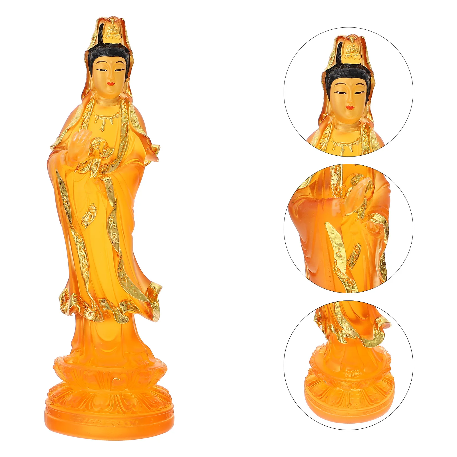 

1Pcs Guanyin Resin Sculpture Desktop Ornament Creative Avalokitesvara Statue Home Office Decoration Auspicious Gift