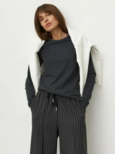 Bornladies, camiseta 100% de algodón para primavera y otoño para mujer, camisetas básicas lisas de manga larga para mujer, camisetas holgadas, camisetas de gran tamaño