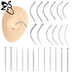 ZS 1 PC Straight Curved Stainless Steel Taper Tool Threadless Insertion Screw On Assistant Kit For Ear/Nose/Navel Piercing Tools
