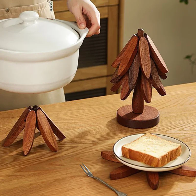 Tree Design Stand Wooden Trivets Decorative Anti Scald Heat Resistant Table Mat Coasters Wood Placemats Hot Pot