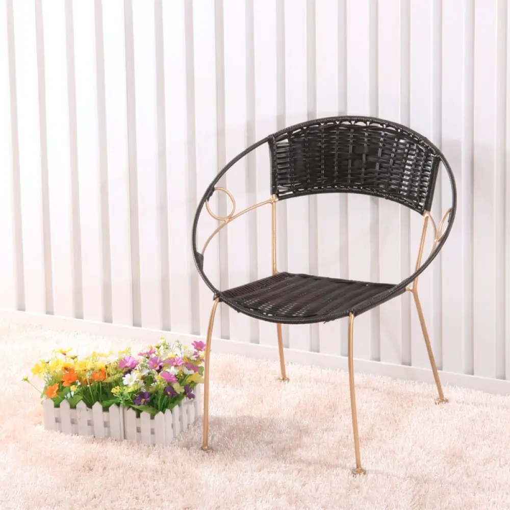Durable Natural Rattan Chair Handwoven Wicker Backrest Seat Stool For Indoor Outdoor Living Space Tea Reading Home