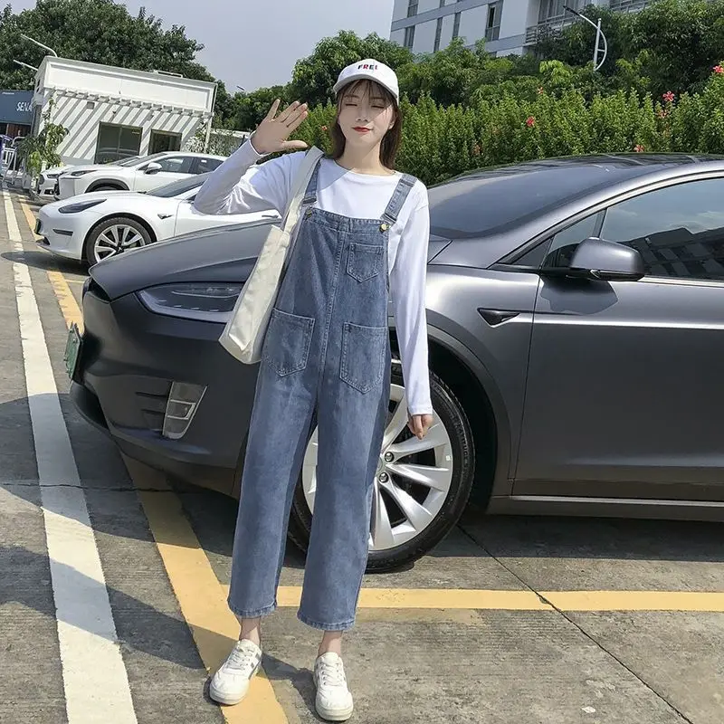 

Jean Jumpsuits For Woman Elegance Match Classy Tieup Splicing Layer Flashing Yellow Furry Highquality Flowy Pearl Fresh Trip