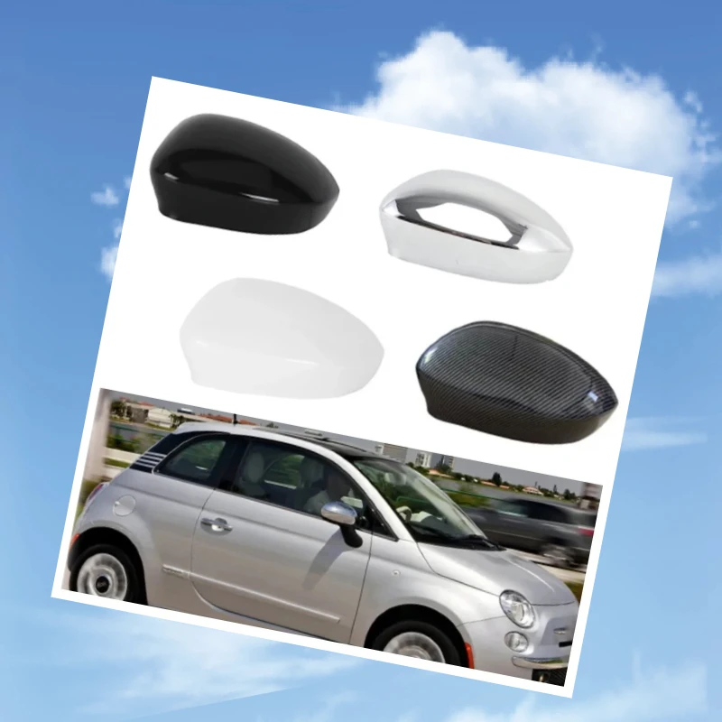 

2pcs Car Side Mirror Cover Reverse Mirror Cap For Fiat 500 500C Abarth 2007-2023 Automobile Replacement Case Shell Accessory