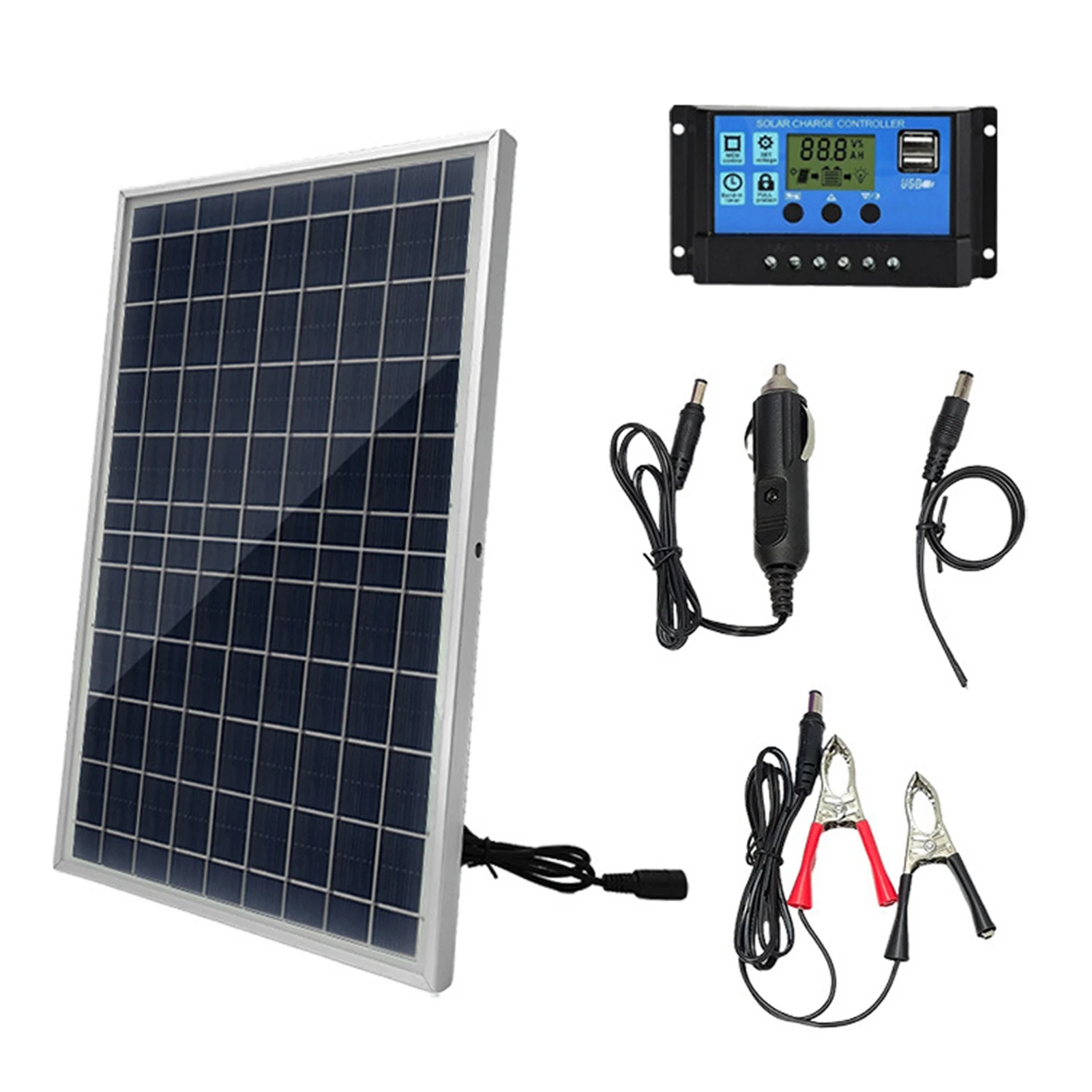 

10W Polysilicon Solar Panel Set Solar Panel and Solar Recharge Controller Kit For Camping Traveling Car MobilePhone Outdoor Emer