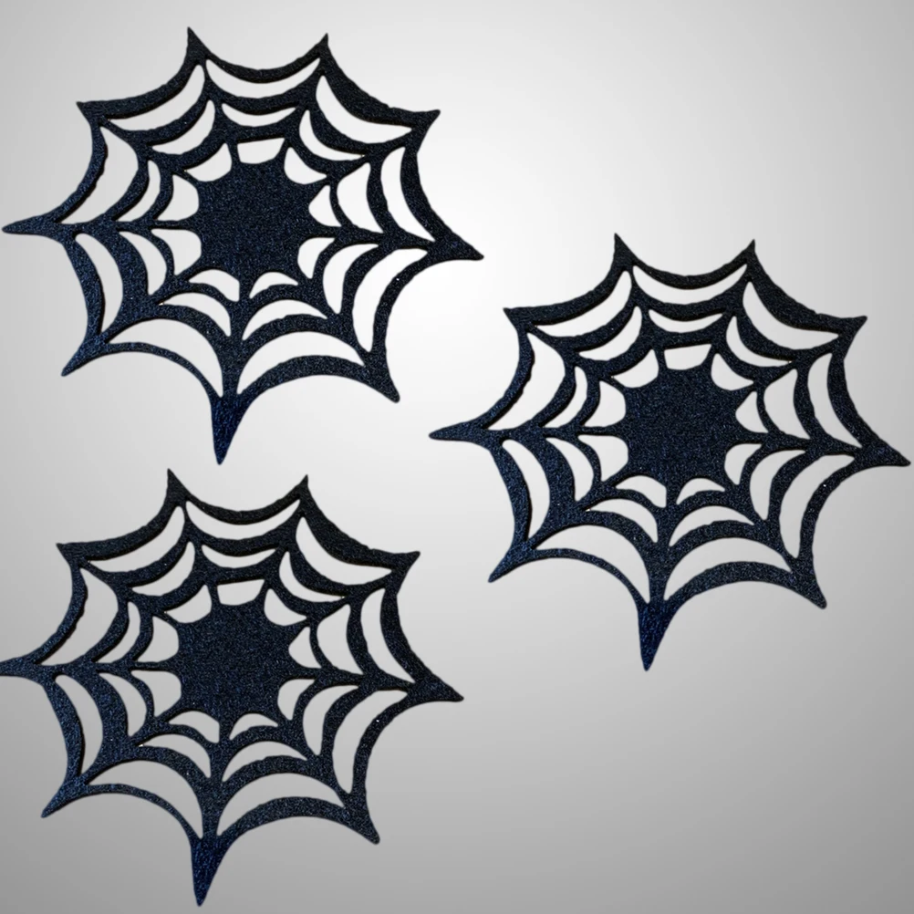 

2pcs Halloween Spider Web Coasters Placemats Heat Resistant Table Mats Scratch Proof For Cups Cutlery Decorative Tabletop