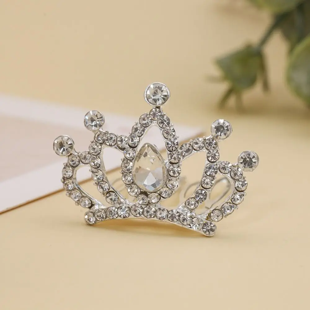 Flower Crystal Crown Hair Comb Sweet Star Hollow Rhinestone Hairpins Love Heart Korean Style Children Tiara Headband Daily