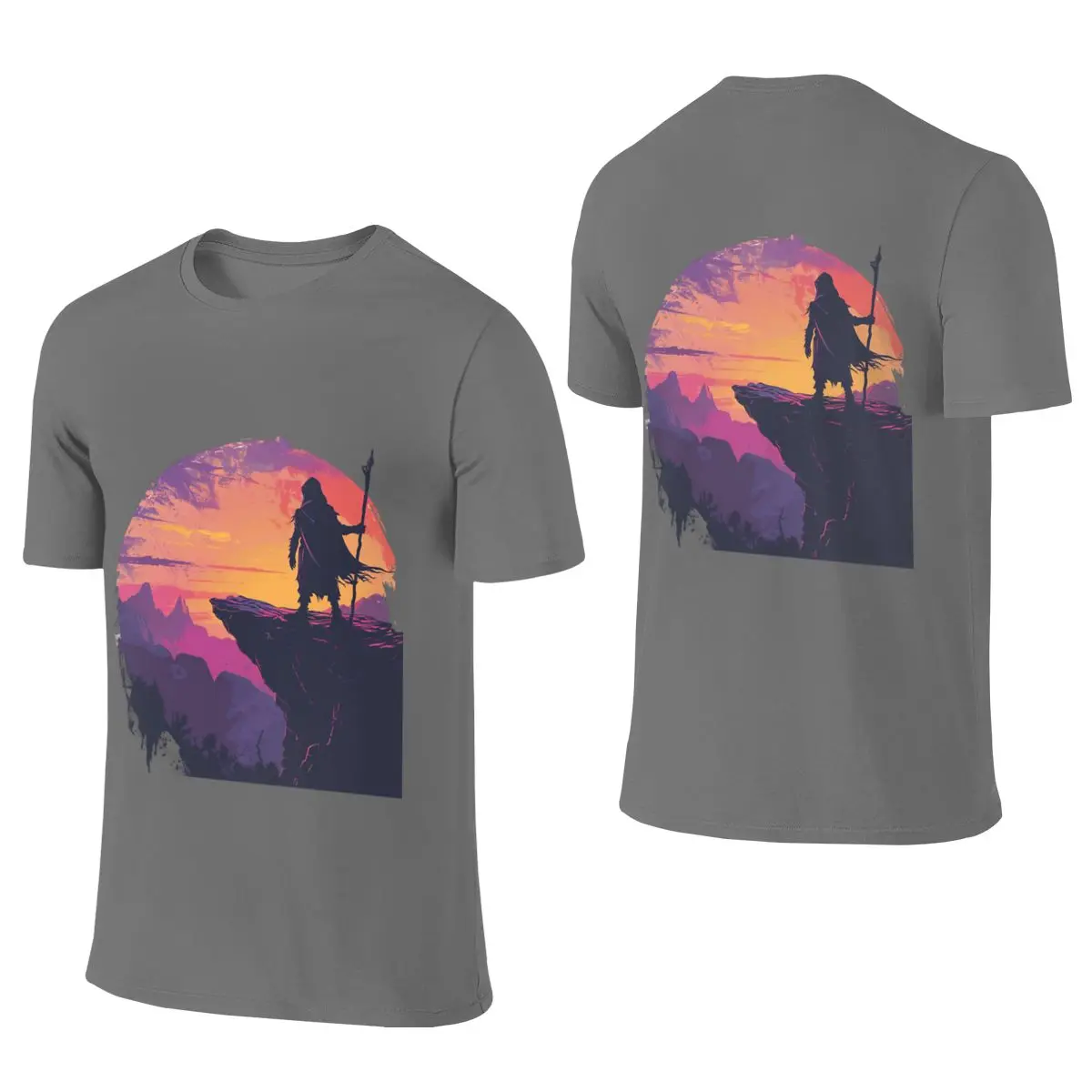 Neon Dream Wanderer - Retro Fantasy Adventure Art Minimalist Reversible T-shirt Business Casual Embroidery Basic Tee
