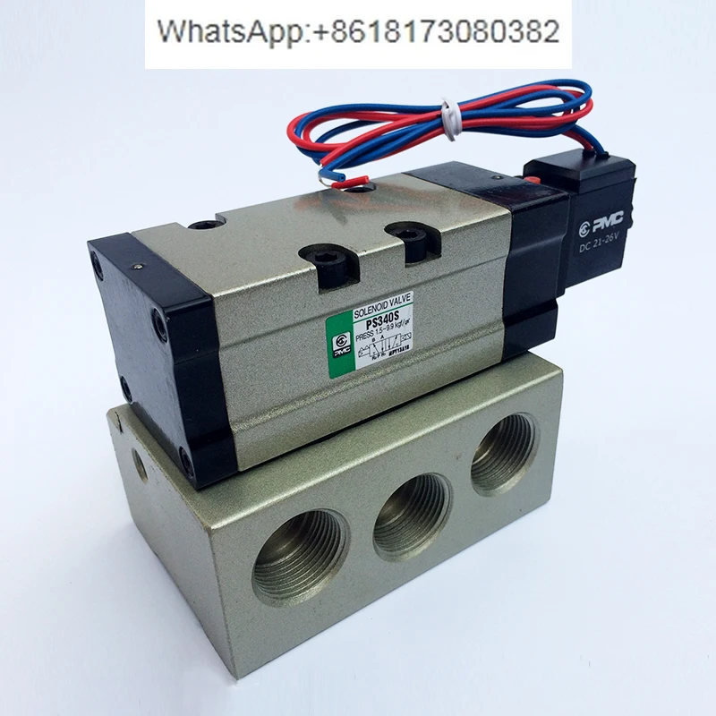 

Korean PMC solenoid valve PS340S two position five way solenoid directional valve air valve AC220V DC24V