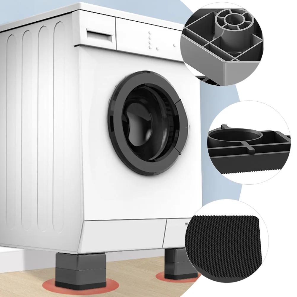 

4pcs Washing Machine Foot Pads Shockproof Non-Skid Washer Mats Floor Protection Heightening Easy Install Furniture Leg Cushion