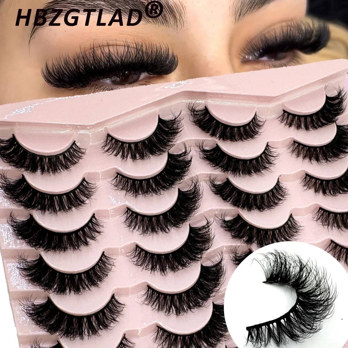 HBZGTLAD 14 Paar Nerzwimpern im Paket, Katzenaugen-Wimpern, dick, flauschig, künstlicher, natürlicher Look, falsche Wimpern, die wie Extensions aussehen, Schwarz