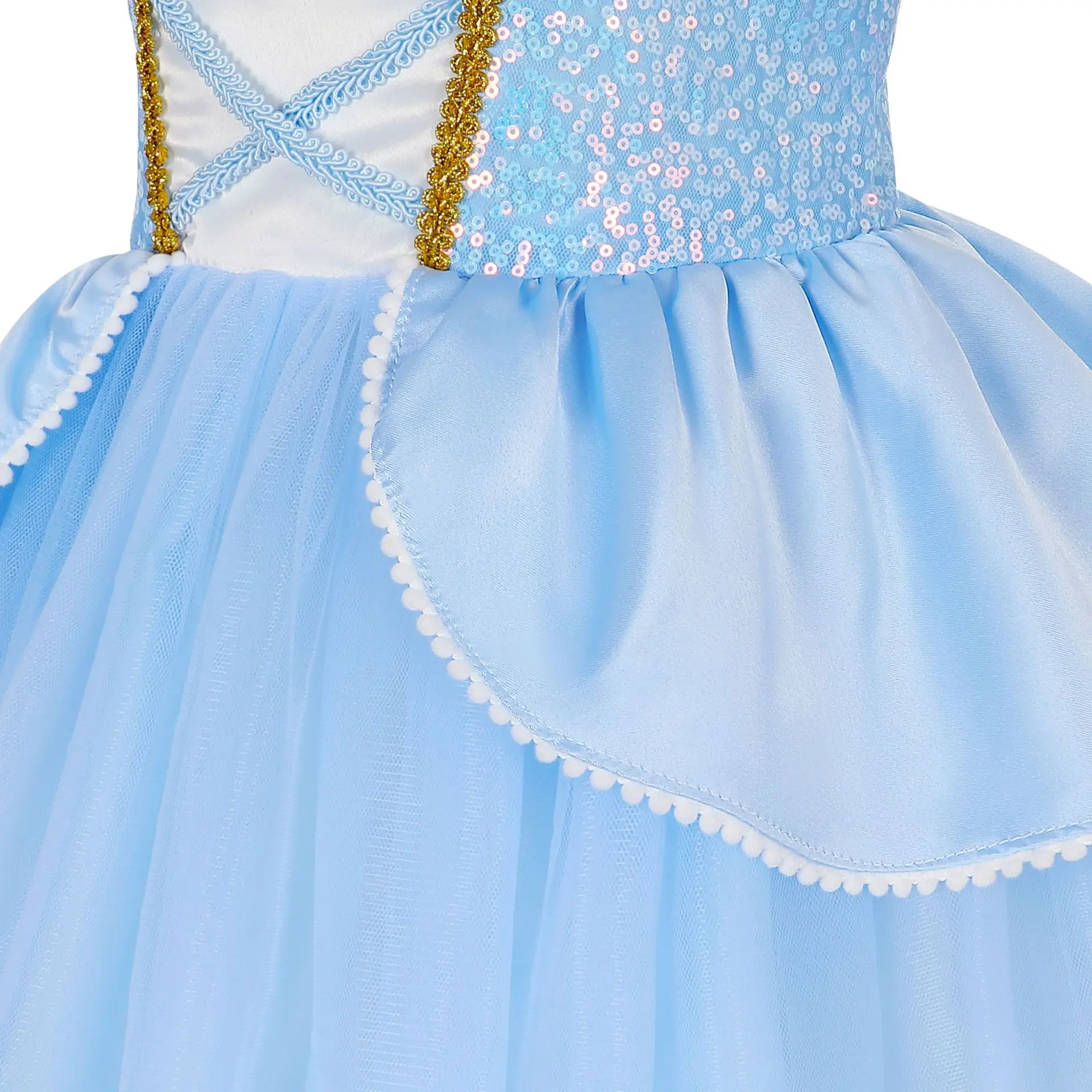 Disney Girl Cinderella Cosplay Dress Up Clothes for Girls Halloween Carnival Party Princess Costume Kids Birthday Wedding Gown