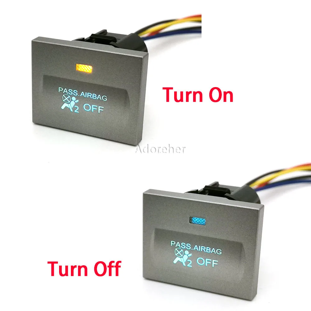 

Sliver Car Blue Light Passenger Side Airbag Off Switch with Cable Button for Ford Focus mk2 09-11 Car Accessories