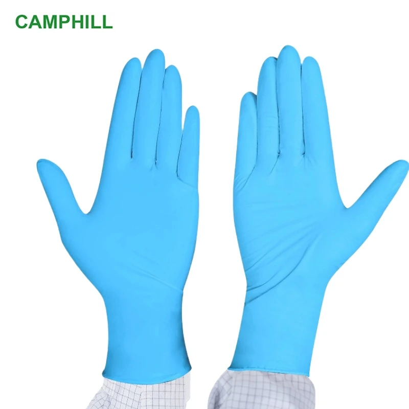 Genuine pitted surface non-powder non-slip disposable nitrile gloves Dust-free room, Laboratory 9-inch/12-inch blue gloves