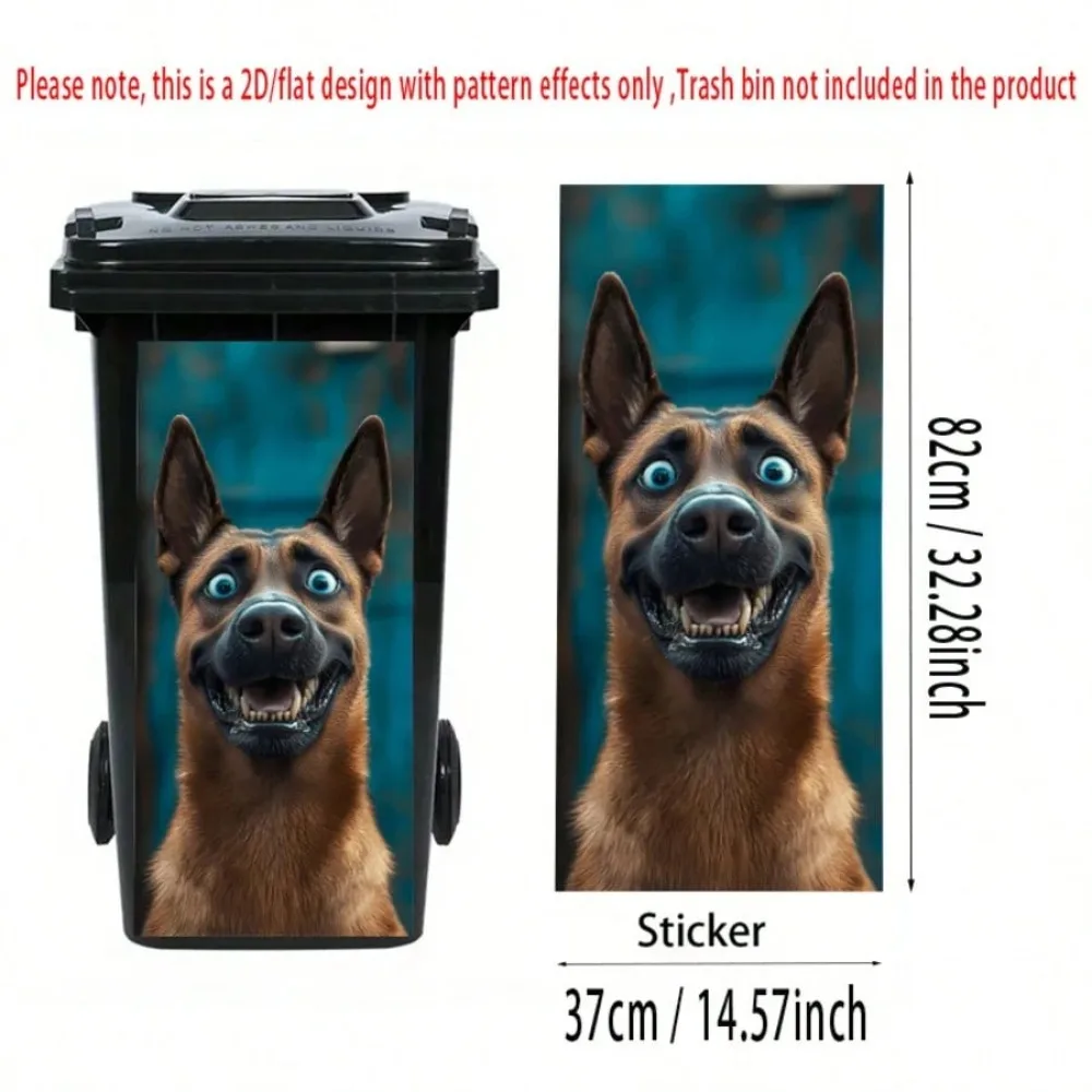 Funny Animal Series Garbage Pail Stickers 2D Self Adhesive Dustbin Poster PVC Waterproof Trash Can Decal Outdoor Patio Decor