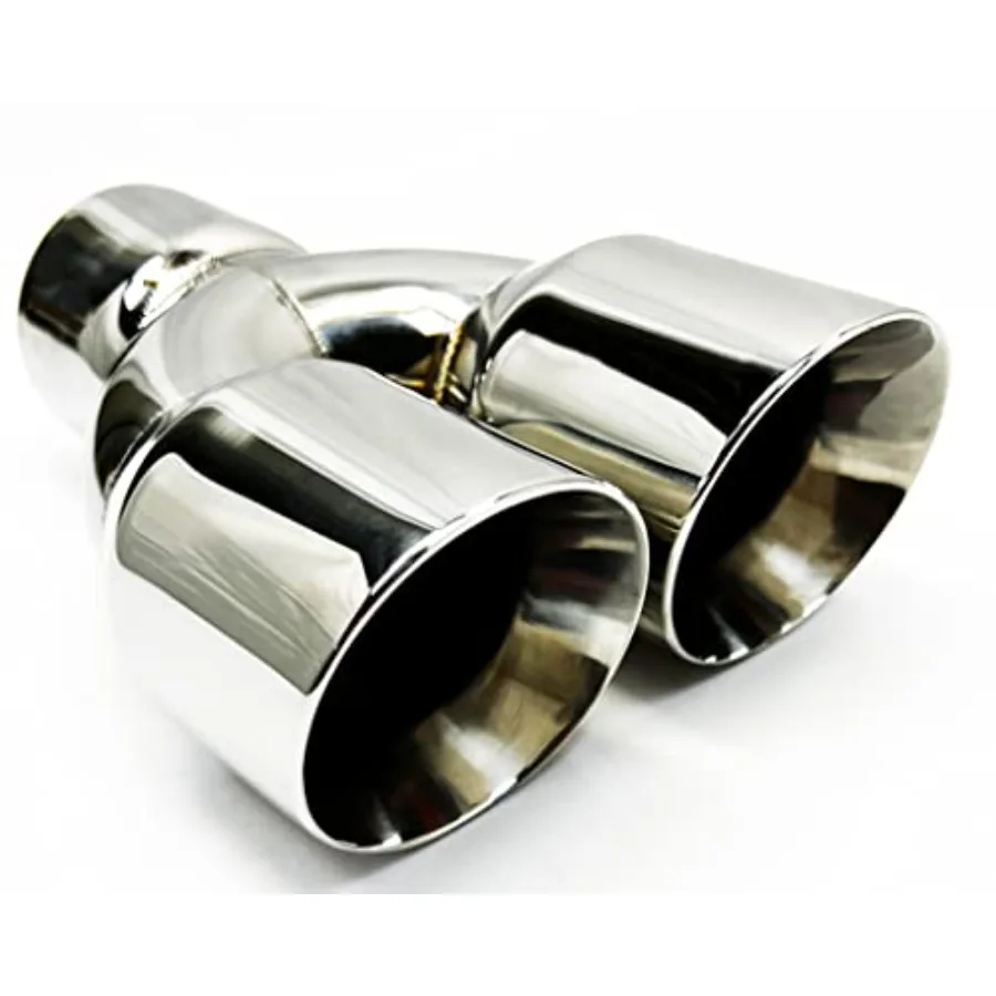 

Exhaust Tip 3.00 Inlet Dual 3.50 X 9.00 Long Round Double Wall Polished 304 Stainless Steel Exhaust Tip for HighPerformance Veh