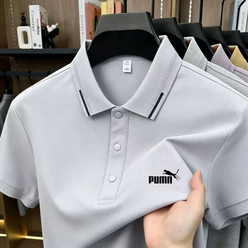 

Summer printed men's cotton short-sleeved shirt, featuring collar button design, with a loose and breathable style.