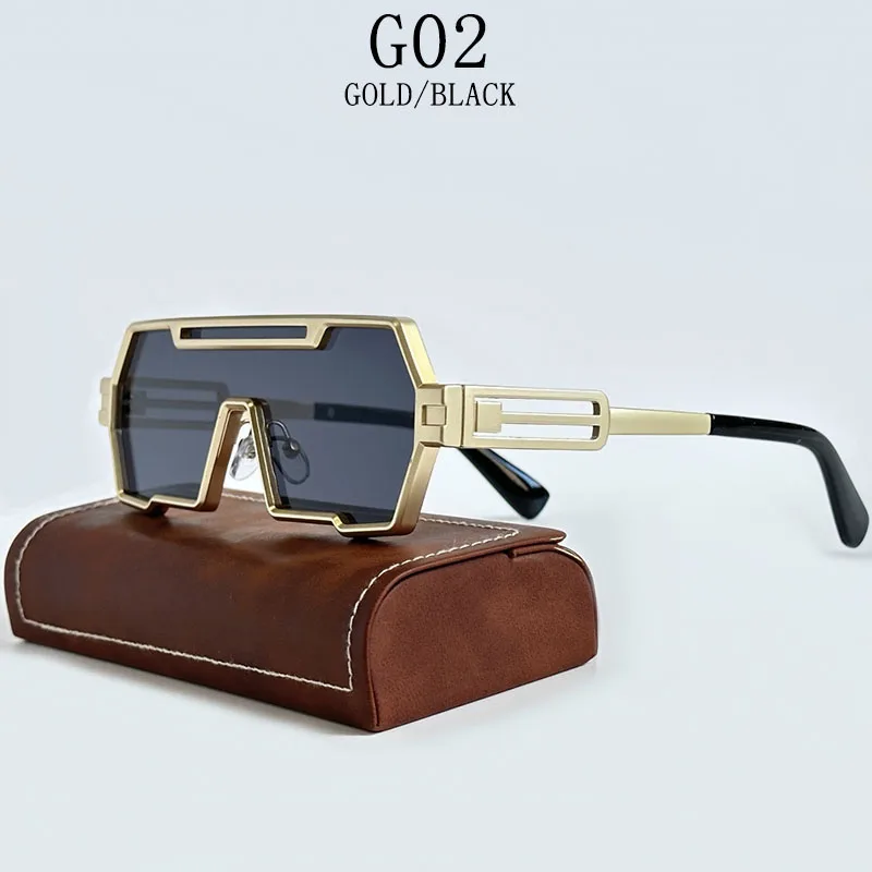 Heavy Metal Steampunk Sonnenbrille Für Männer Platz Vintage Punk Mode Gläser Retro Gafas De Sol Hombre Lunette De Soleil Homme – Detail 4