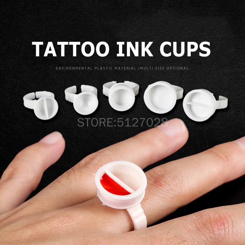 

100pc Plastic Disposable Microblading Tattoo Ink Cups Permanent Makeup Pigment Clear Holder Container Cap S/M/L Tattoo Accessory