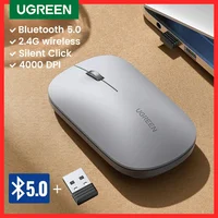 UGREEN-ratón inalámbrico con Bluetooth 2,4G, dispositivo silencioso de 4000 DPI, para mano izquierda y derecha, para MacBook, Tablet, ordenador portátil y PC