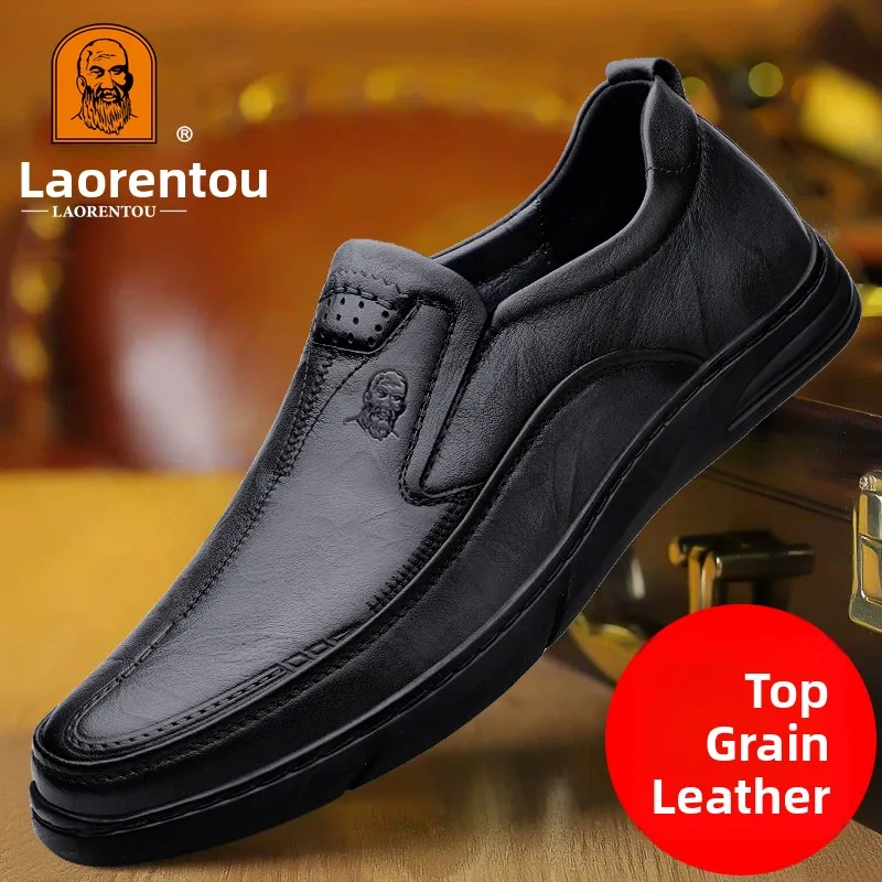 

Men's Casual Soft Leather oes Slip-On Comfortable Breathable Soft Bot Busin oes round Toe Low Heel Rubber Outsole