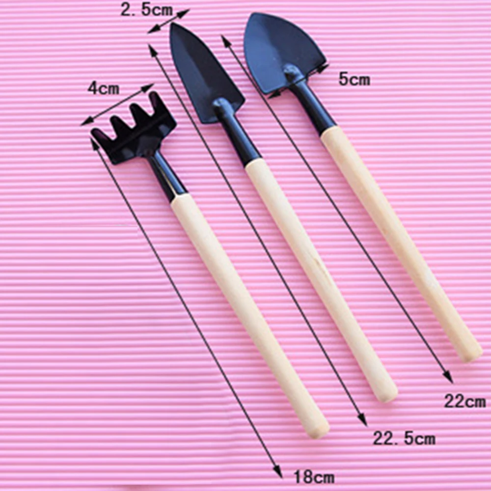 Supplies Gardening Tools Convenience Iron+Wood Metal Mini Plant Set Shovel Rake Spade Wood Handle 3pcs Head Kids