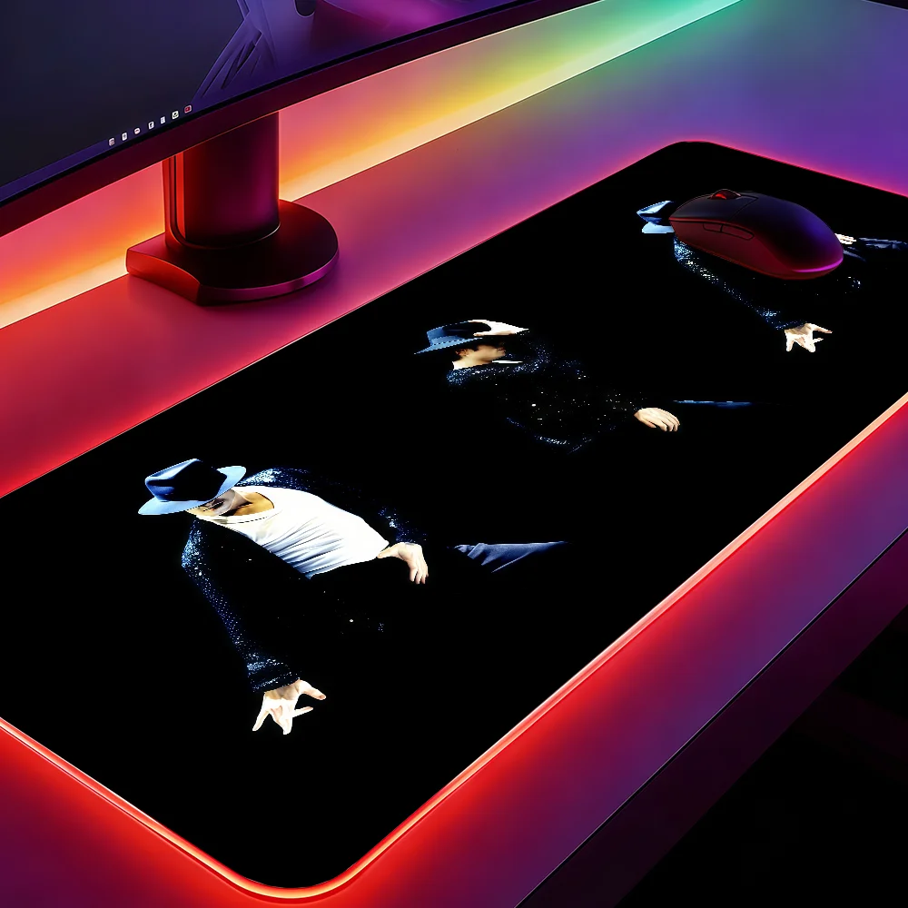 2026 Cool J-Jackson M-Michael Mouse Pad Gaming MousePad LED Table Pads Micro USB Backlit Rubber RGB Desk Mats Desktop XXL