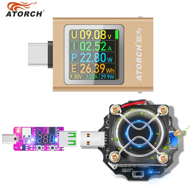 65W elektroniczny tester obciążenia USB DC5-24V typ C woltomierz z PD3.1 wyzwalacz napięcia ładowarka Power Bank detektor pojemności