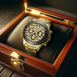 New Gold Business Style High end Fashion Versatile Fully Automatic Men's Luminous Quartz Watch