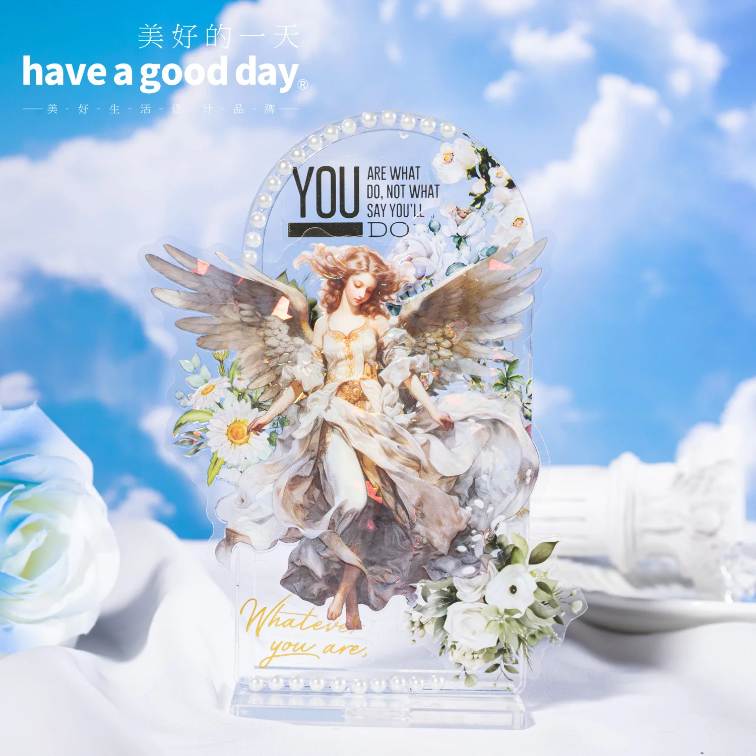 5pcs PET laser Angel Stickers Creativity Adhesive DIY Hand Account Diary Album Scrapbooking accessories assorted Sticker
